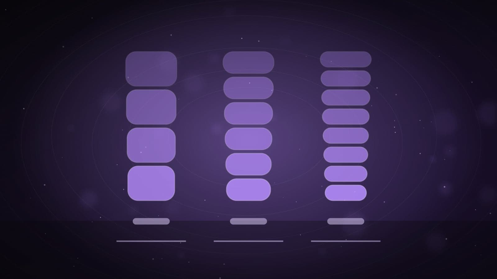 Illustration of three leg columns showing four, six and eight compression chambers