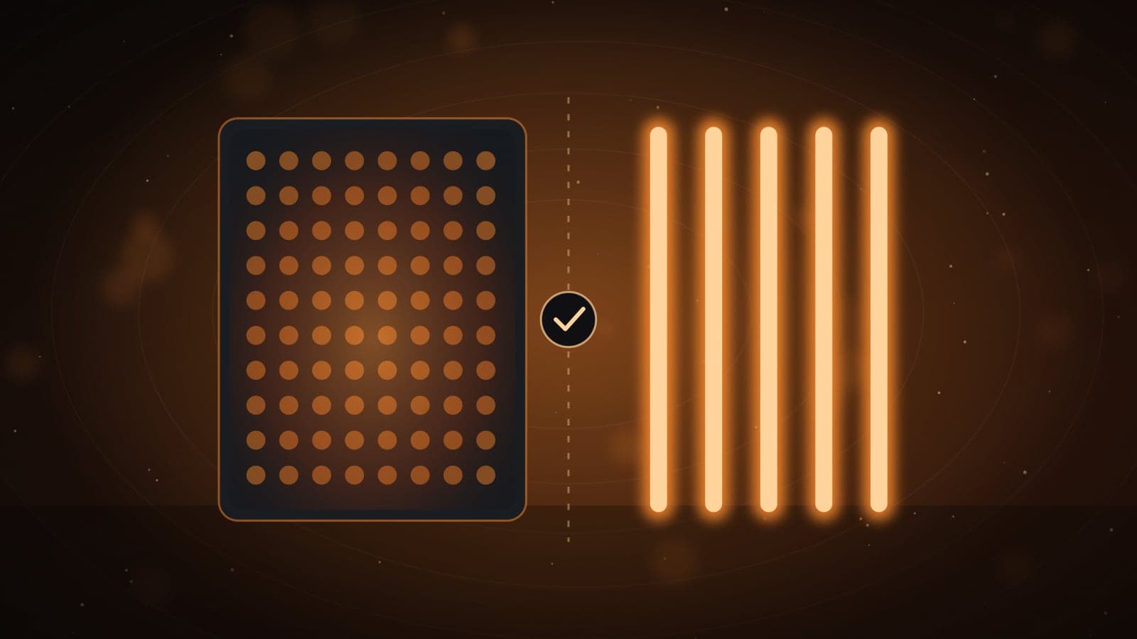 Illustration comparing a carbon heater panel with glowing ceramic heater tubes