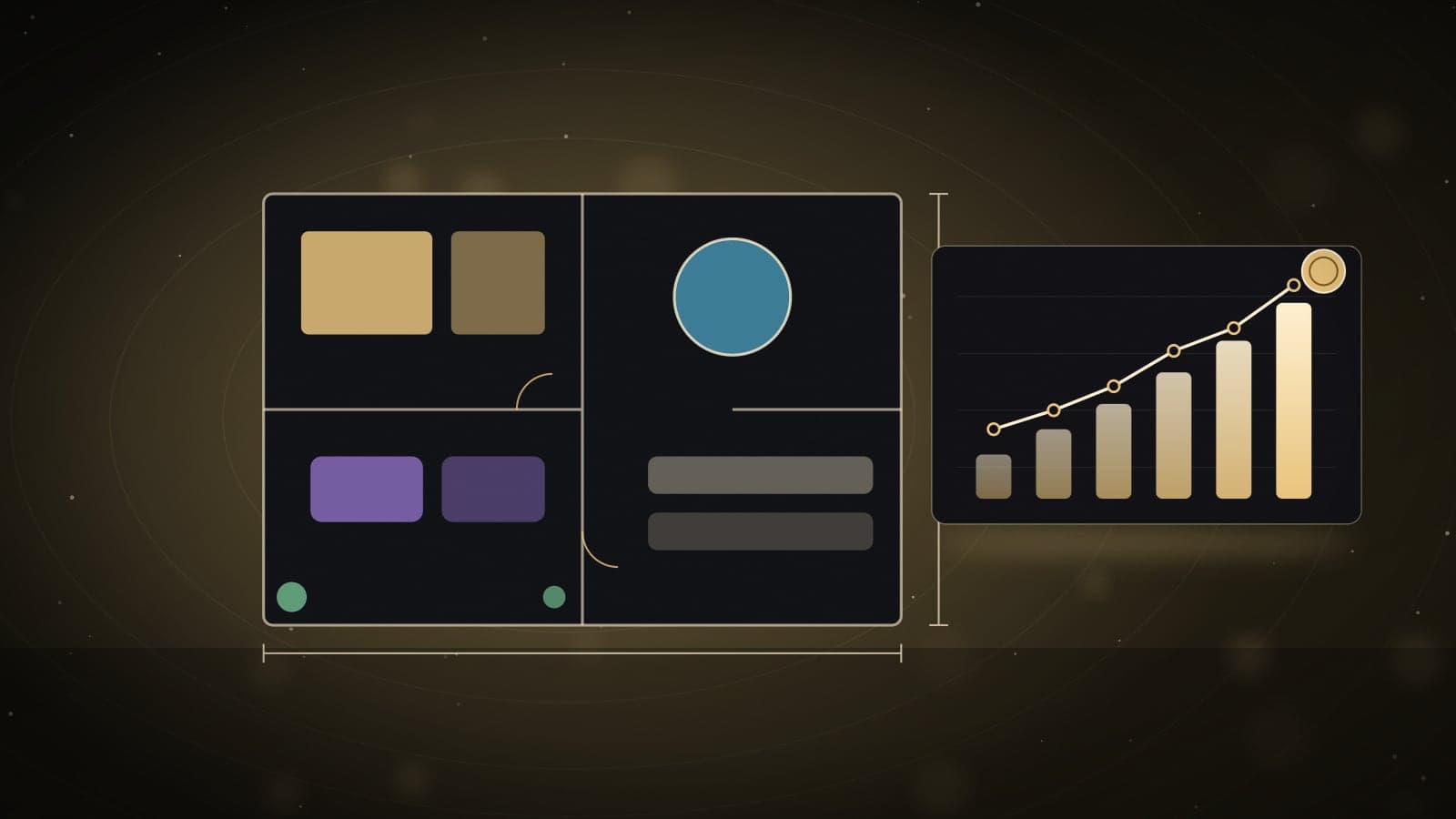 Illustration of a recovery lounge floor plan beside a rising revenue chart