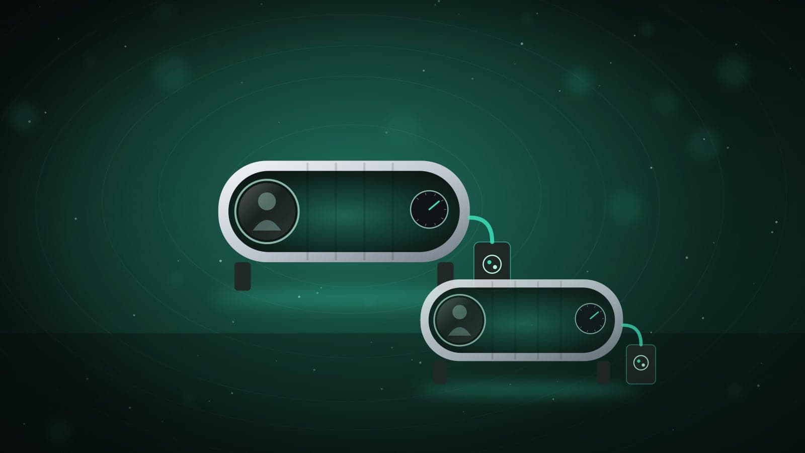 Illustration comparing a larger and a smaller hyperbaric oxygen chamber