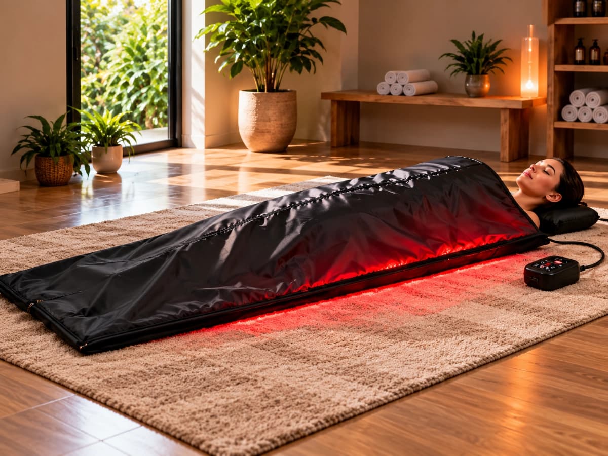Ember Wrap Far Infrared Sauna Blanket in use