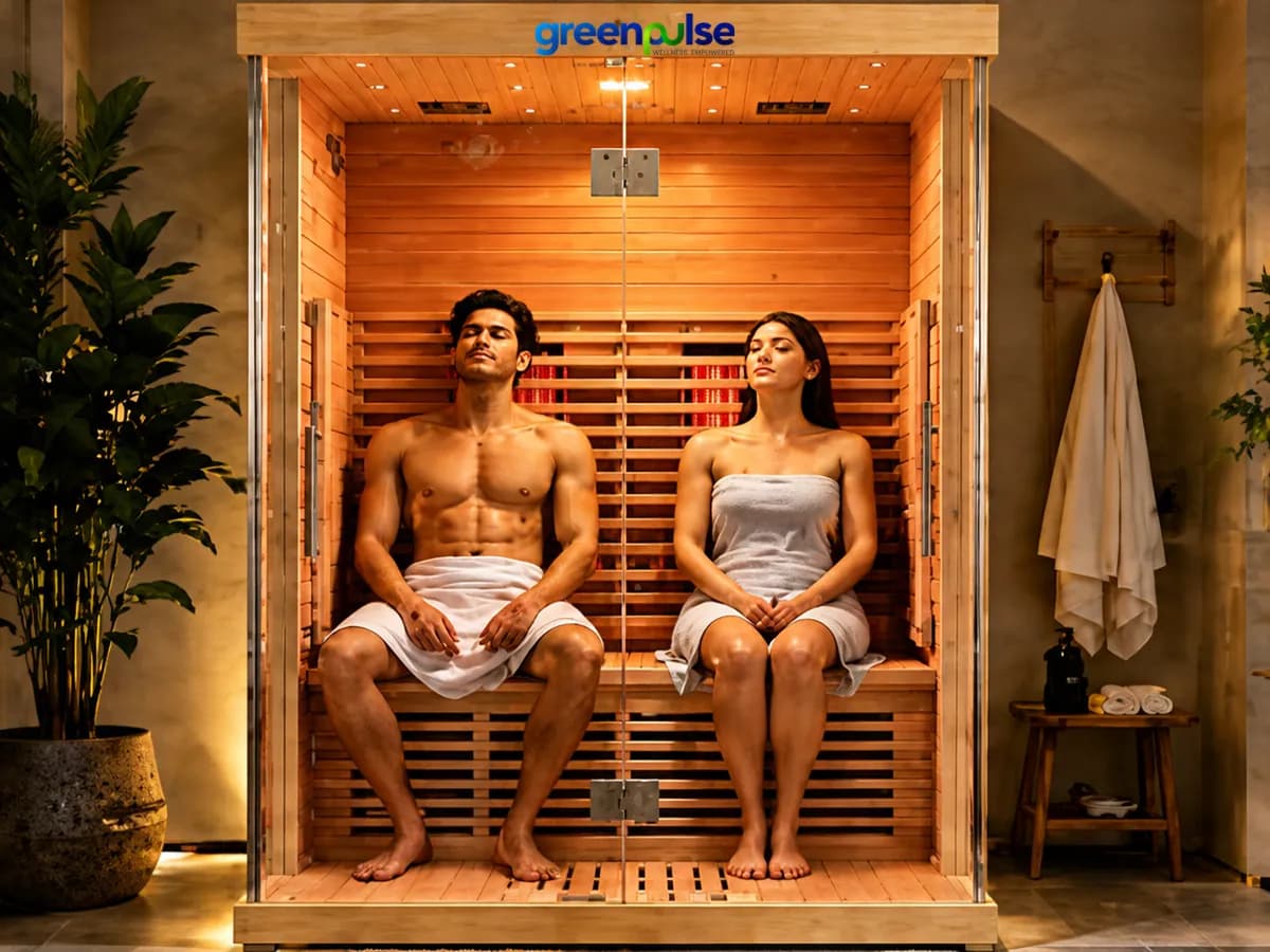 Halo 2 Infrared Sauna (2 Person, Full Spectrum) in use