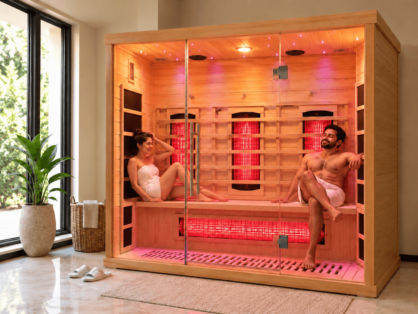 Halo 3 Infrared Sauna (3 Person, Full Spectrum) in use
