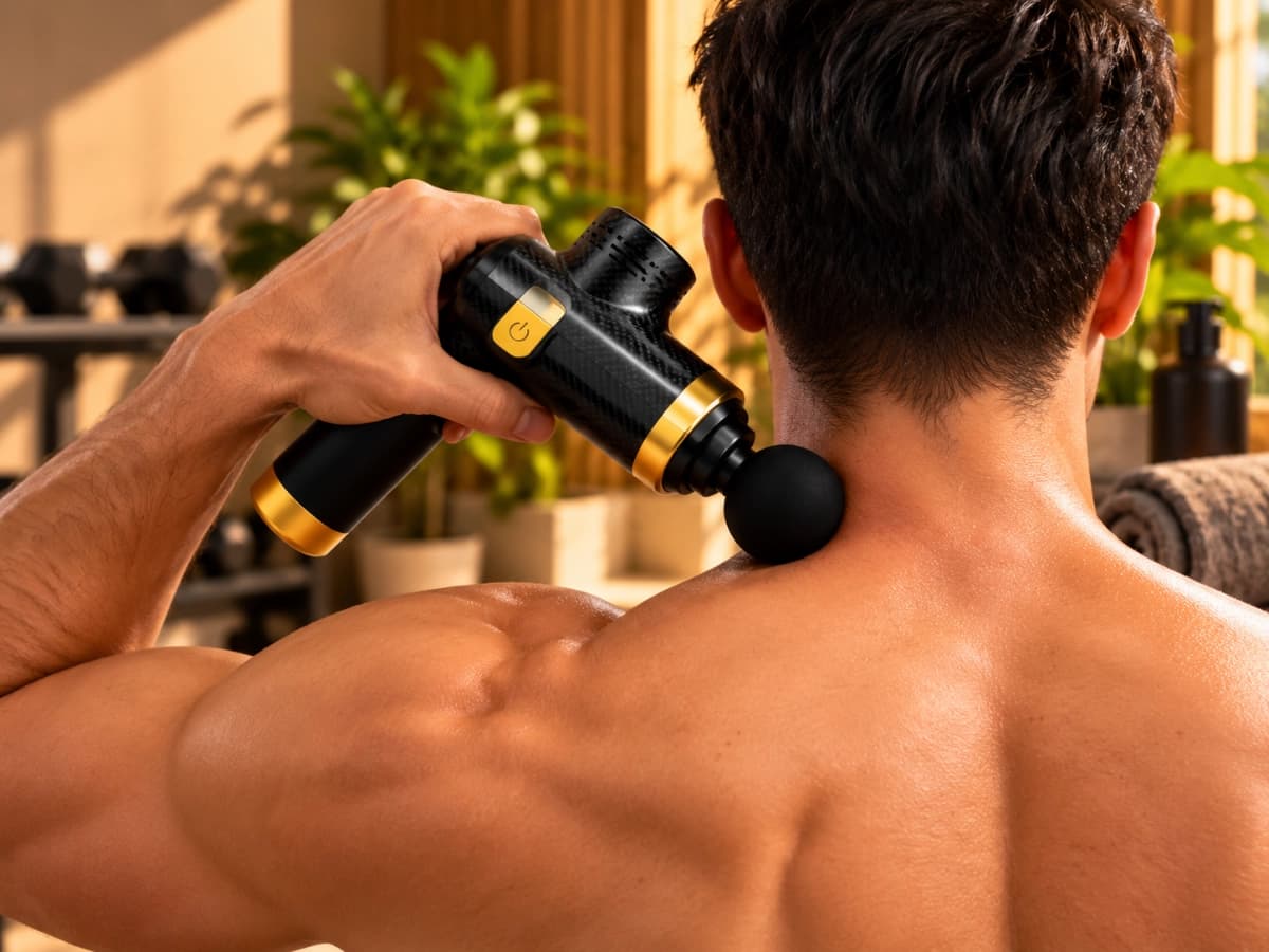 Thrum Pro Professional Massage Gun (30 Speed) in use